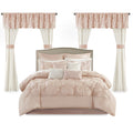 Madison Park Essentials Room in a Bag Faux Silk Comforter Set - Luxe Diamond Tufting All Season Bedding, Matching Curtains, Decorative Pillows, Taupe King(104"x92") 24 Piece