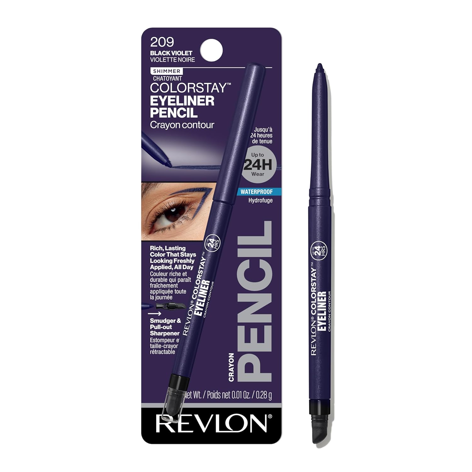 Revlon ColorStay Pencil Waterproof Eyeliner, Smudge-Proof, Eye Makeup with Built-In Sharpener, Long-Lasting, Matte Finish, 201 Black, 2 pack
