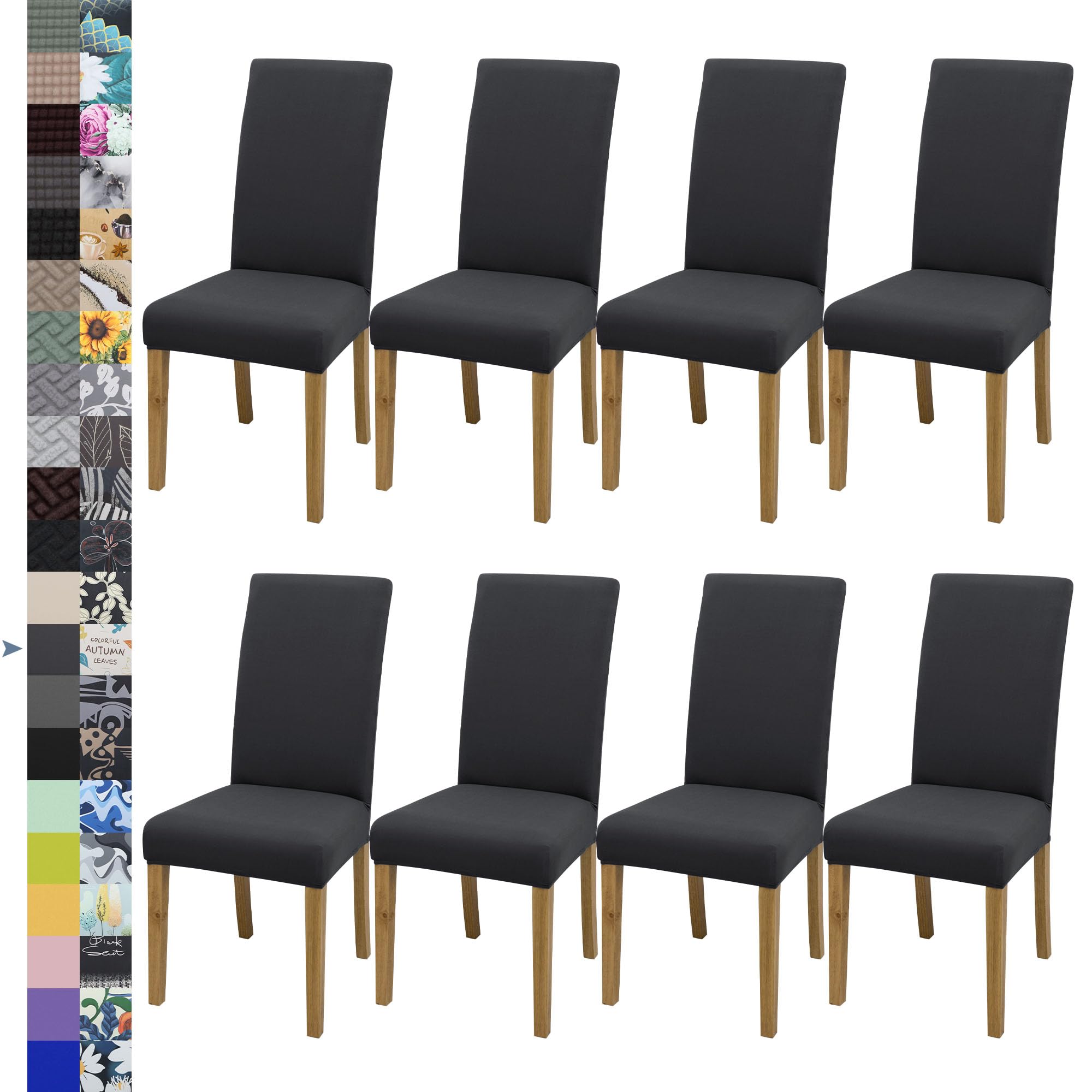 BIETYONE Stretch Dining Chair Covers Set of 6, Soft Removable Washable Kitchen Parsons Chair Slipcovers, High Elastic Seat Protector for Home Hotel Banquet