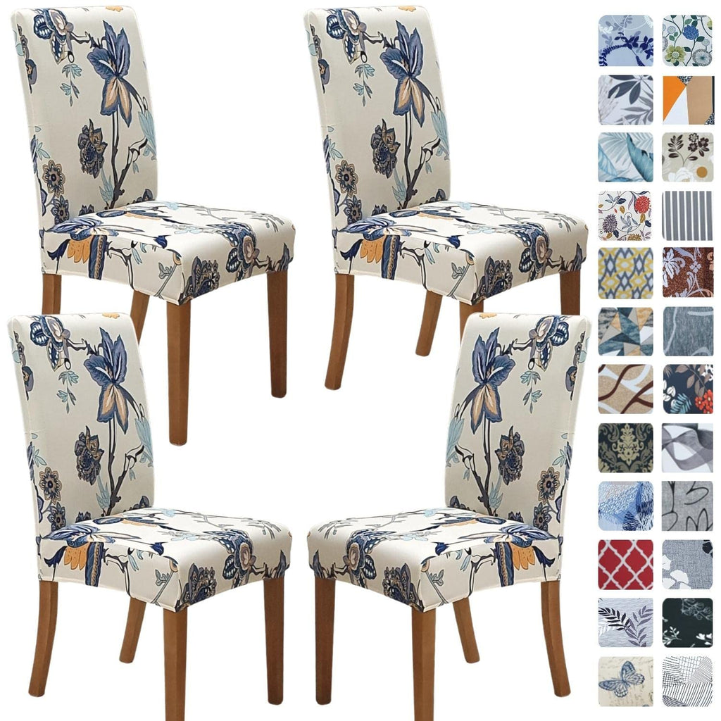 SPRINGRICO Chair Covers for Dining Room 6 Pack, Stretch Dining Chair Cover, Washable Spandex Kitchen Parsons Chair Slipcovers, Removable Seat Protector for Home or Party (Set of 6, Floral Beige)