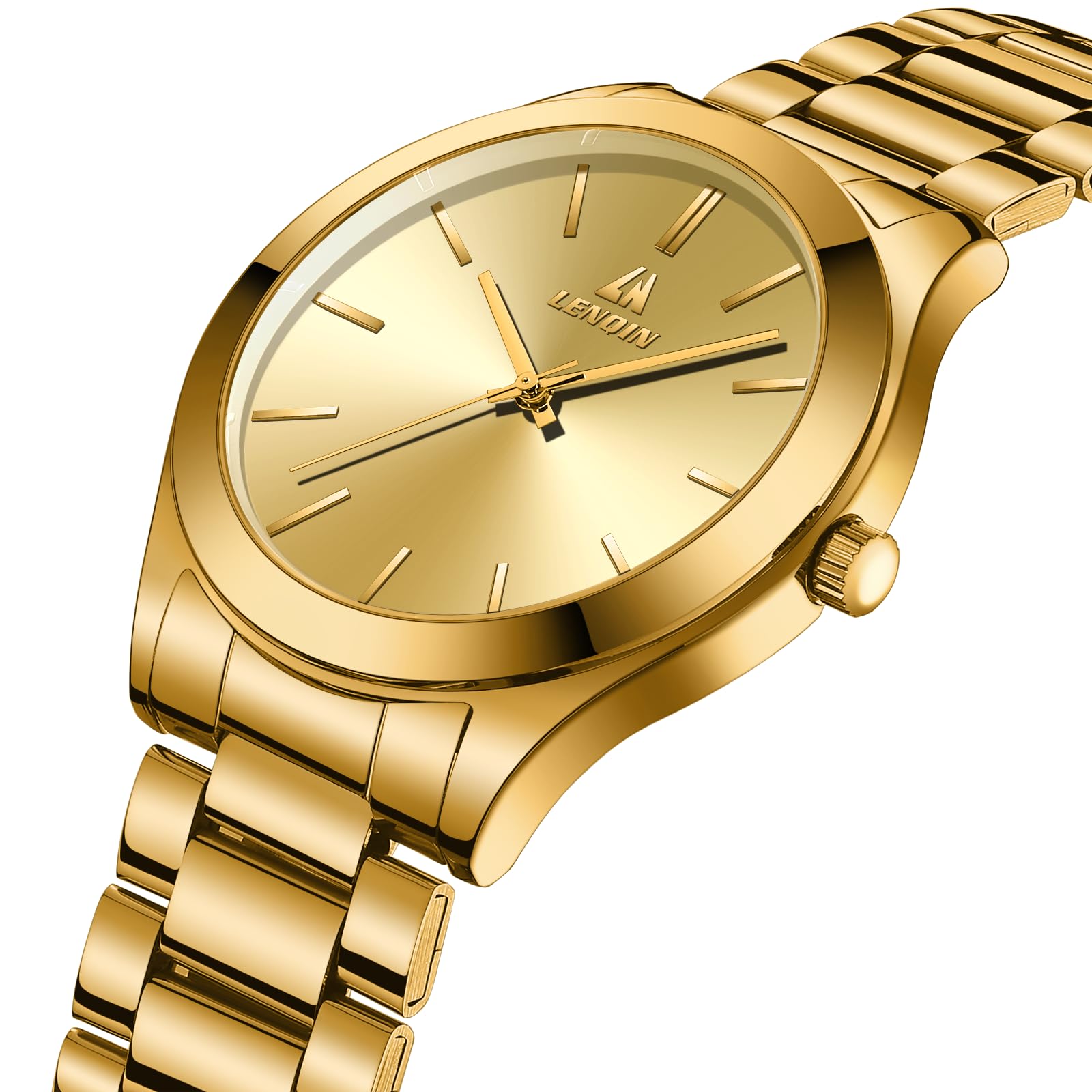LN LENQIN Mens Watches Waterproof Stainless Steel Watch for Men Analog Quartz Fashion Business Designer Wristwatch