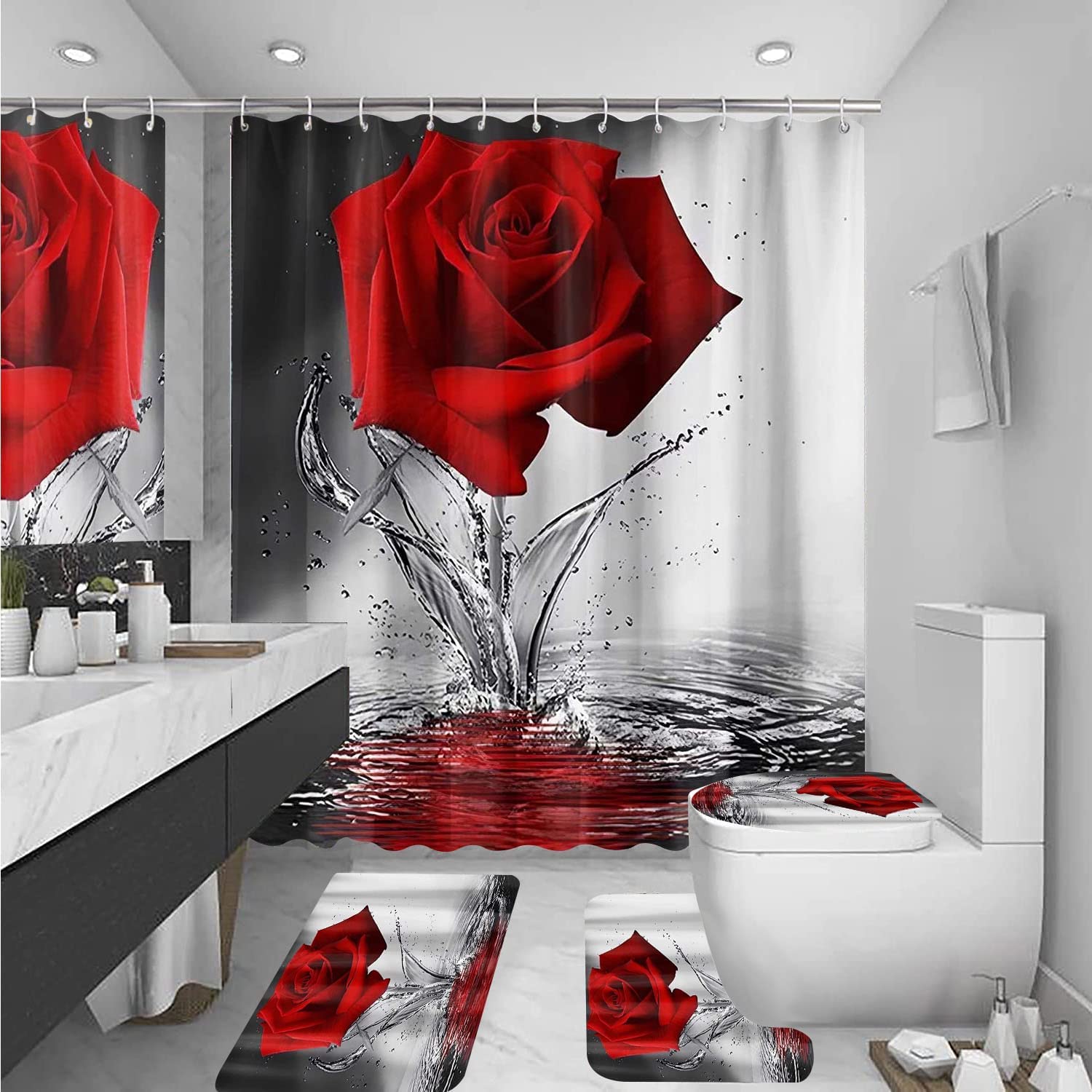 African American Shower Curtain Sets for Bathroom, Black Praying King Bathroom Sets with Waterproof Shower Curtain and Non-Slip Rugs Toilet Lid Cover Bath Mat, Cool Unique Man Bathroom Decor Sets