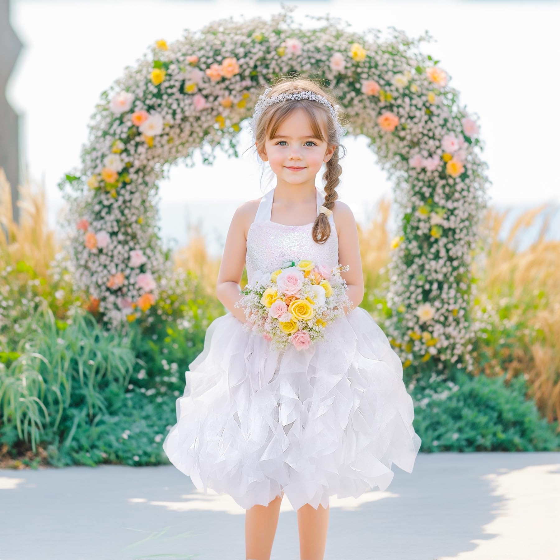 Suppromo Tutu Dress for Girls Sparkly Sequin Tulle Princess Birthday Party Prom Outfit Toddler Girls Sneaker Ball Gown Dress