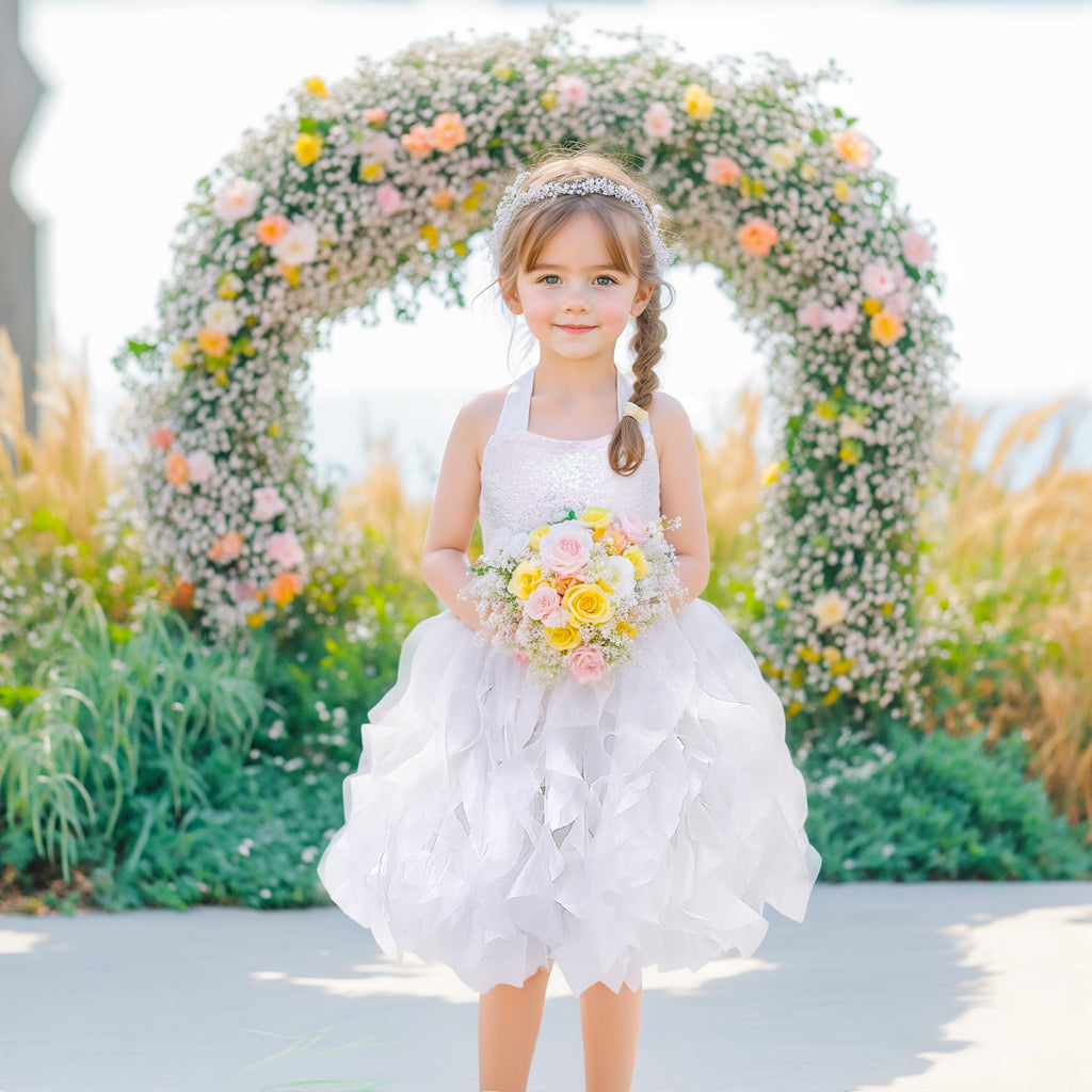 Suppromo Tutu Dress for Girls Sparkly Sequin Tulle Princess Birthday Party Prom Outfit Toddler Girls Sneaker Ball Gown Dress
