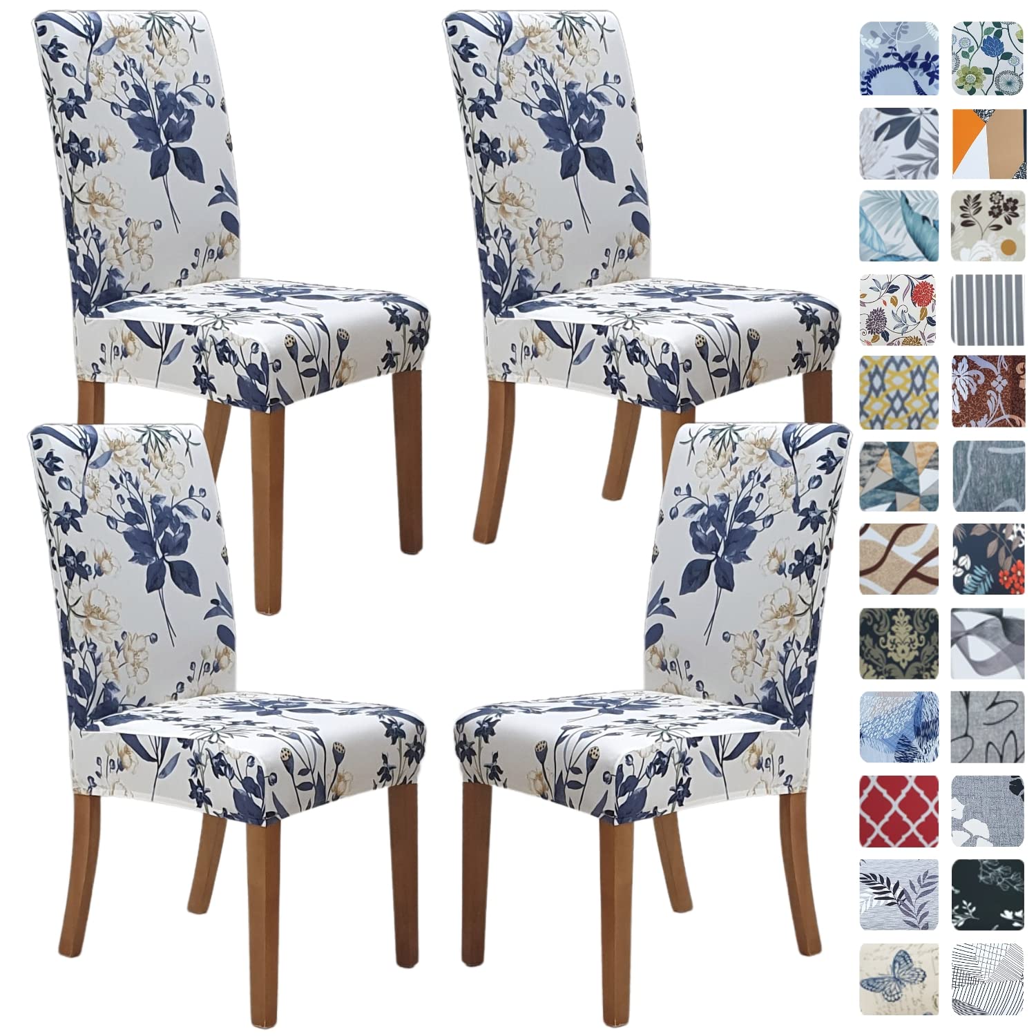 SPRINGRICO Chair Covers for Dining Room 6 Pack, Stretch Dining Chair Cover, Washable Spandex Kitchen Parsons Chair Slipcovers, Removable Seat Protector for Home or Party (Set of 6, Floral Beige)