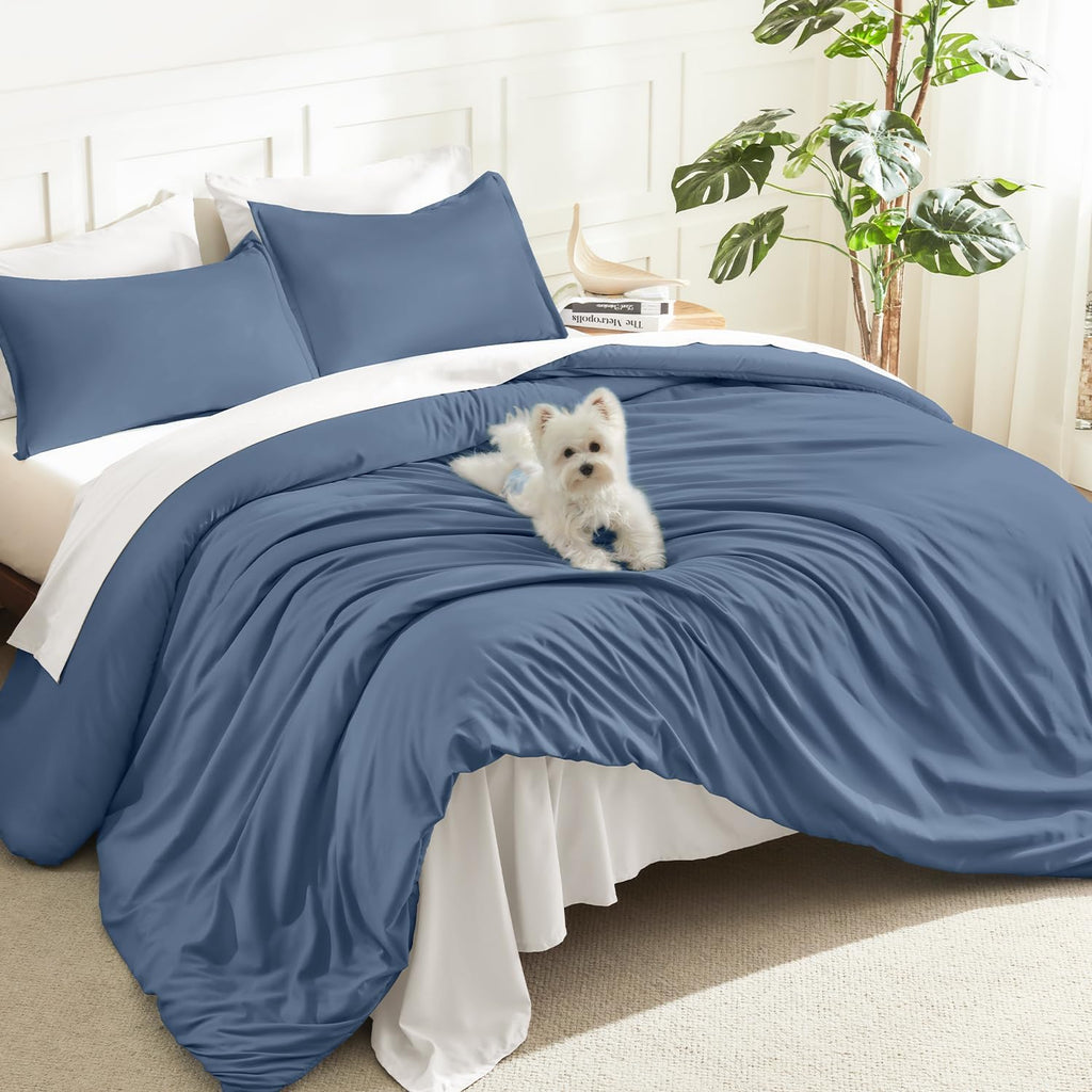 Litanika King Size Comforter Set, 3 Pieces Lightweight Solid Comforter King Size, All Season Fluffy Down Alternative Comforter Bed Set Quilt Blanket, Sage Green, King