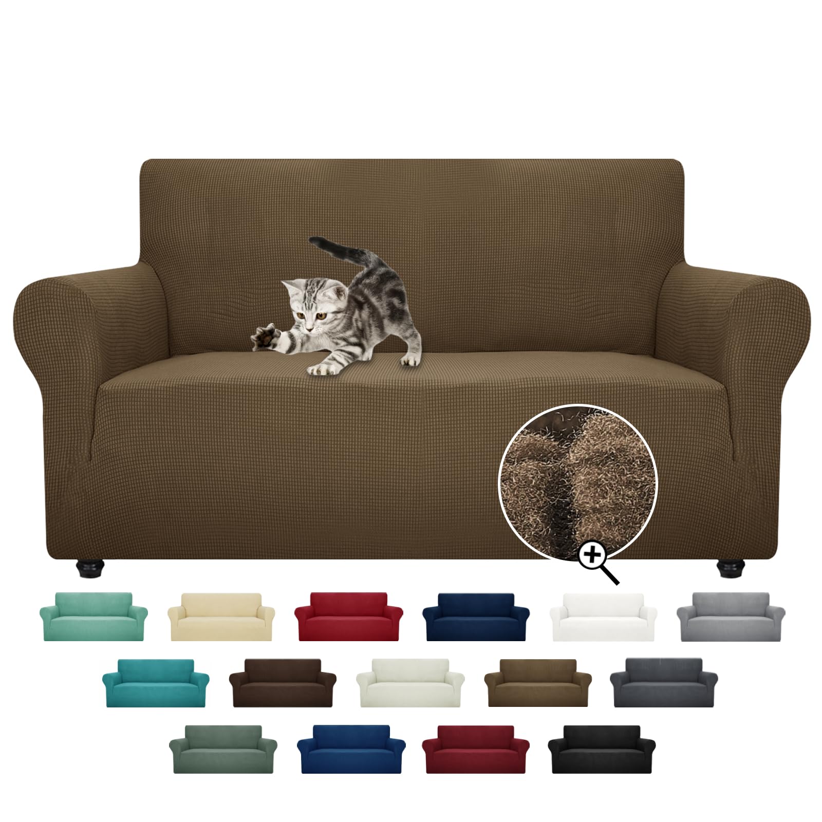ZNSAYOTX Super Stretch Chair Slipcover (30"-47"), New Striped Sofa Chair Covers for Living Room, Dogs Pet Friendly Anti-Slip Chair Protector Spandex Armchair Slipcovers (Beige, Chair)
