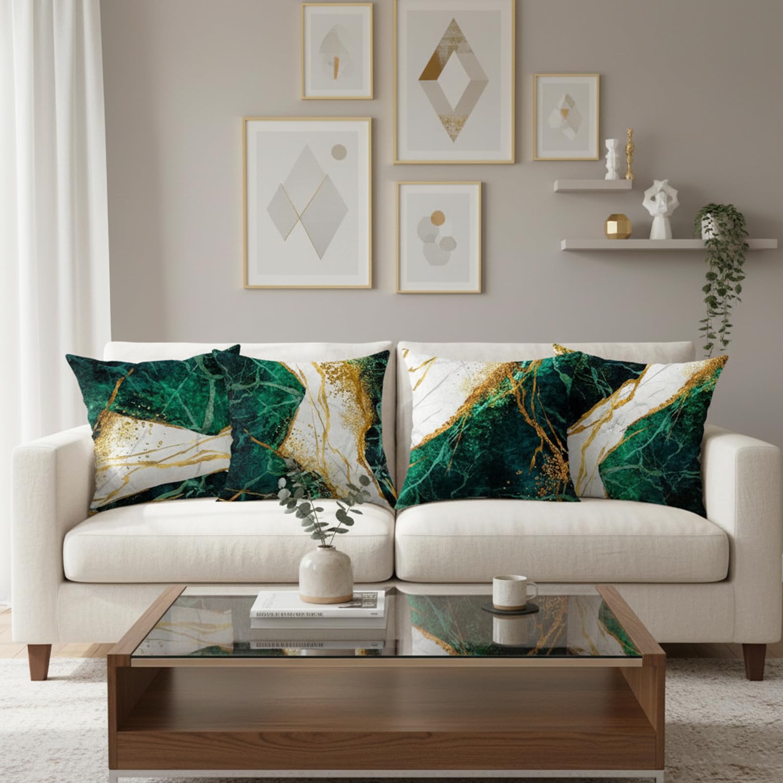 18 x 18 inch Set of 4 Decorative Pillow Covers Grey Marble Texture Throw Pillow Covers Living Room Decor Square Cushion Covers for Modern Styles Abstract Home Bedroom Couch Chair Sofa Pillow Cases