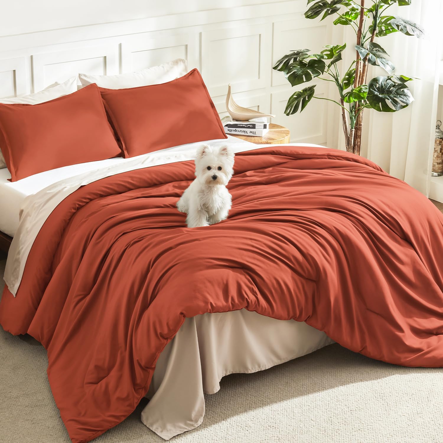 Litanika King Size Comforter Set, 3 Pieces Lightweight Solid Comforter King Size, All Season Fluffy Down Alternative Comforter Bed Set Quilt Blanket, Sage Green, King