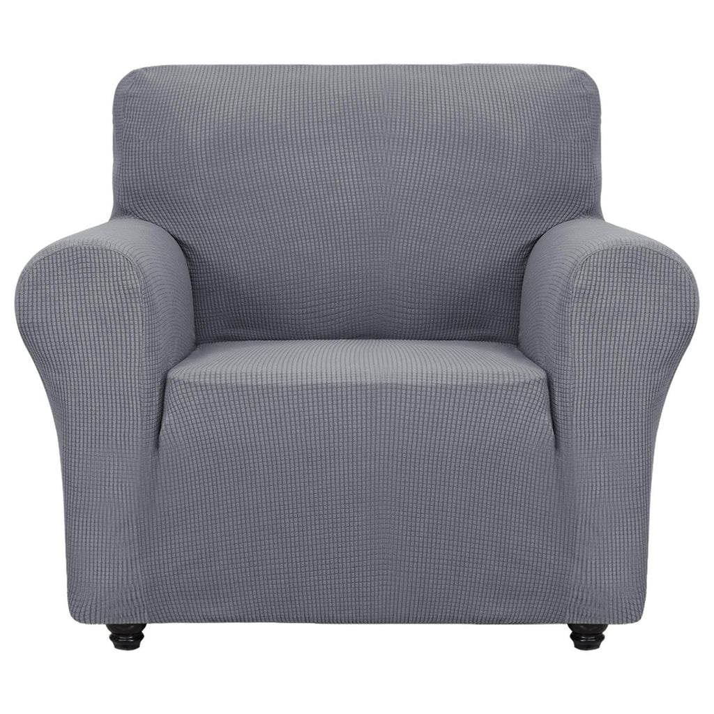 ZNSAYOTX Super Stretch Chair Slipcover (30"-47"), New Striped Sofa Chair Covers for Living Room, Dogs Pet Friendly Anti-Slip Chair Protector Spandex Armchair Slipcovers (Beige, Chair)