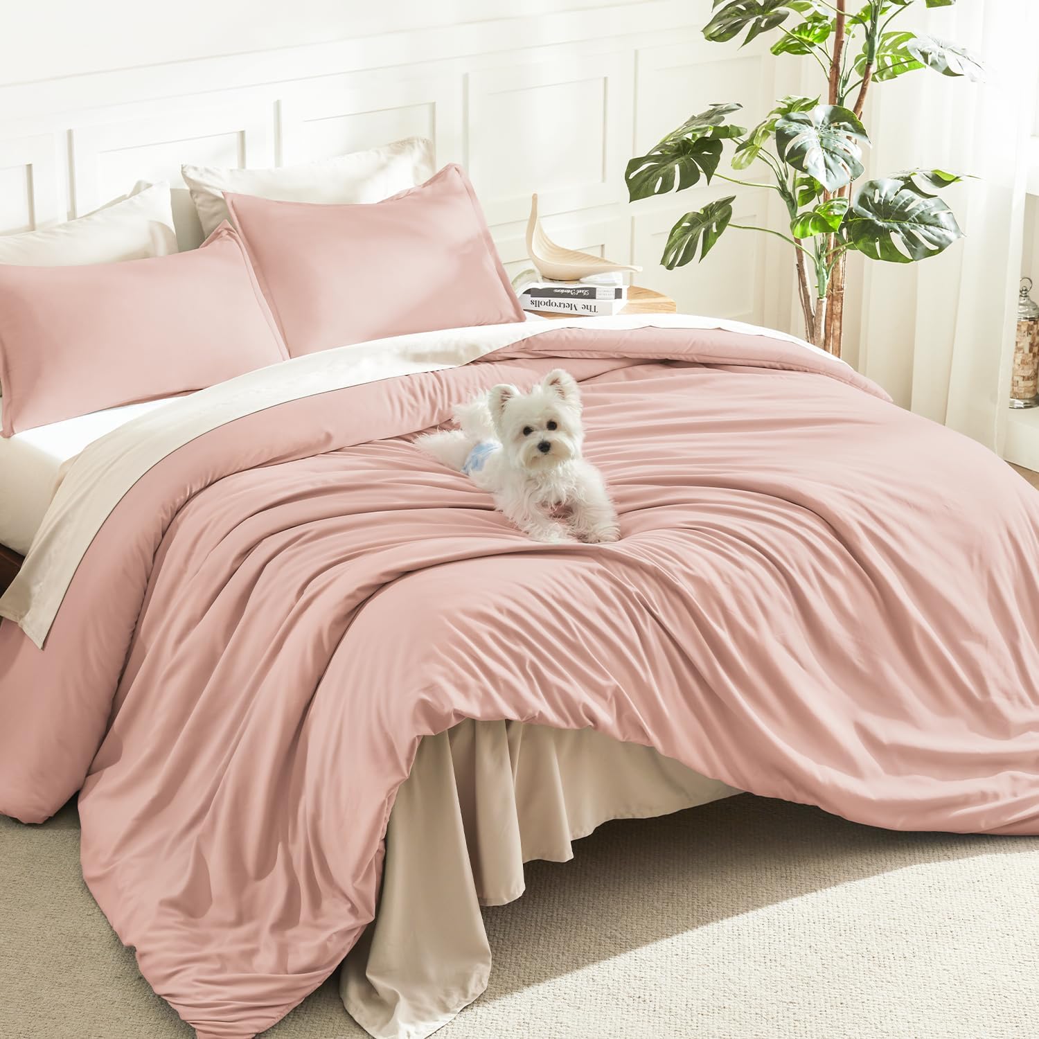 Litanika King Size Comforter Set, 3 Pieces Lightweight Solid Comforter King Size, All Season Fluffy Down Alternative Comforter Bed Set Quilt Blanket, Sage Green, King