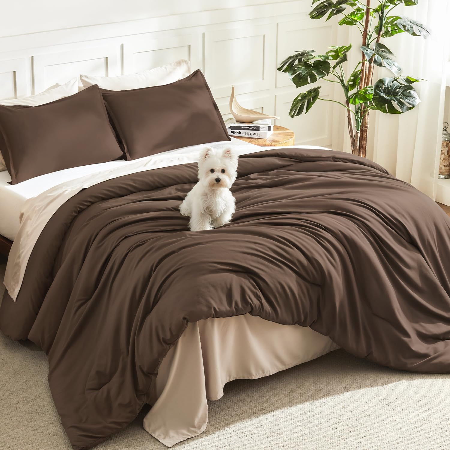 Litanika King Size Comforter Set, 3 Pieces Lightweight Solid Comforter King Size, All Season Fluffy Down Alternative Comforter Bed Set Quilt Blanket, Sage Green, King