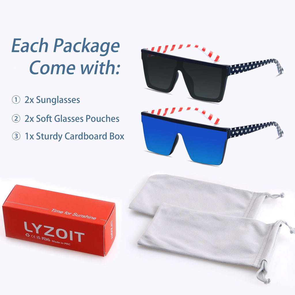 LYZOIT Square Oversized Sunglasses for Women Men Big Flat Top Fashion Shield Large UV Protection Rimless Shades