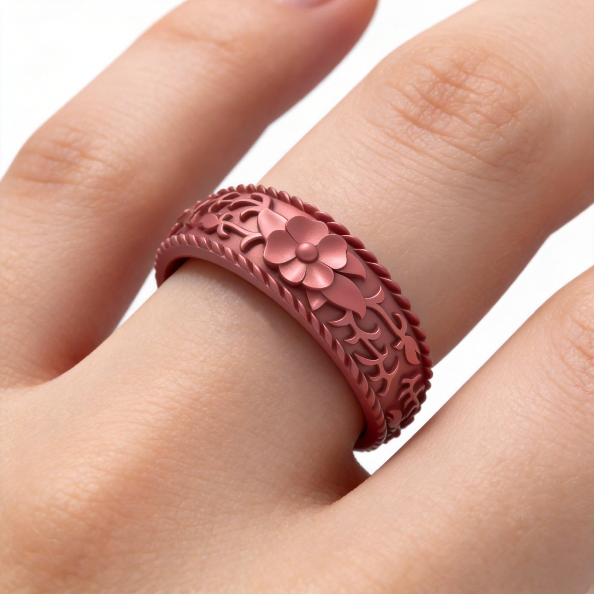 Silicone Wedding Rings for Women 1/4/7 Packs -Stackable Silicone Rubber Wedding Bands - Innovative Flower & Vine Collection