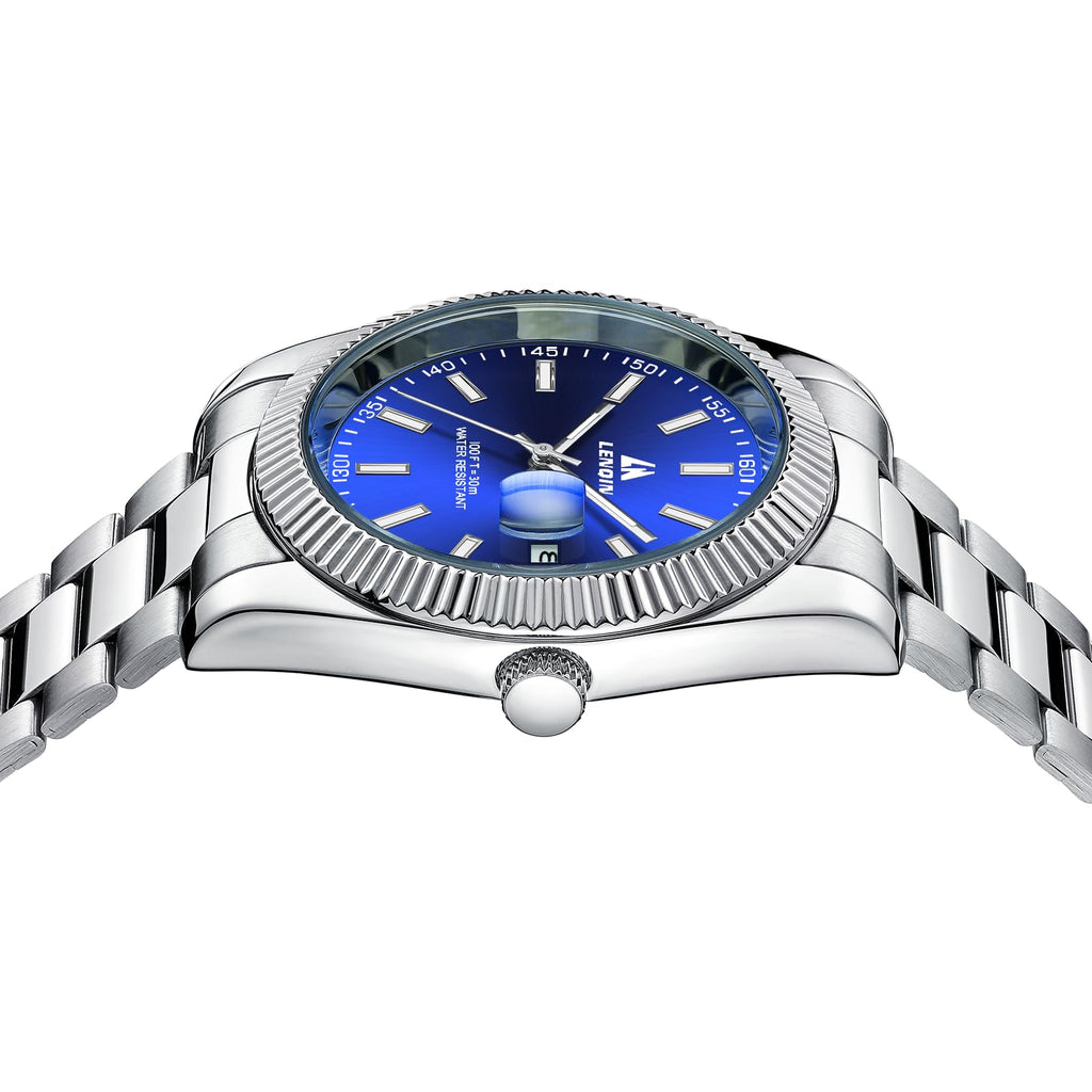 LN LENQIN Mens Watches Waterproof Stainless Steel Watch for Men Analog Quartz Fashion Business Designer Wristwatch
