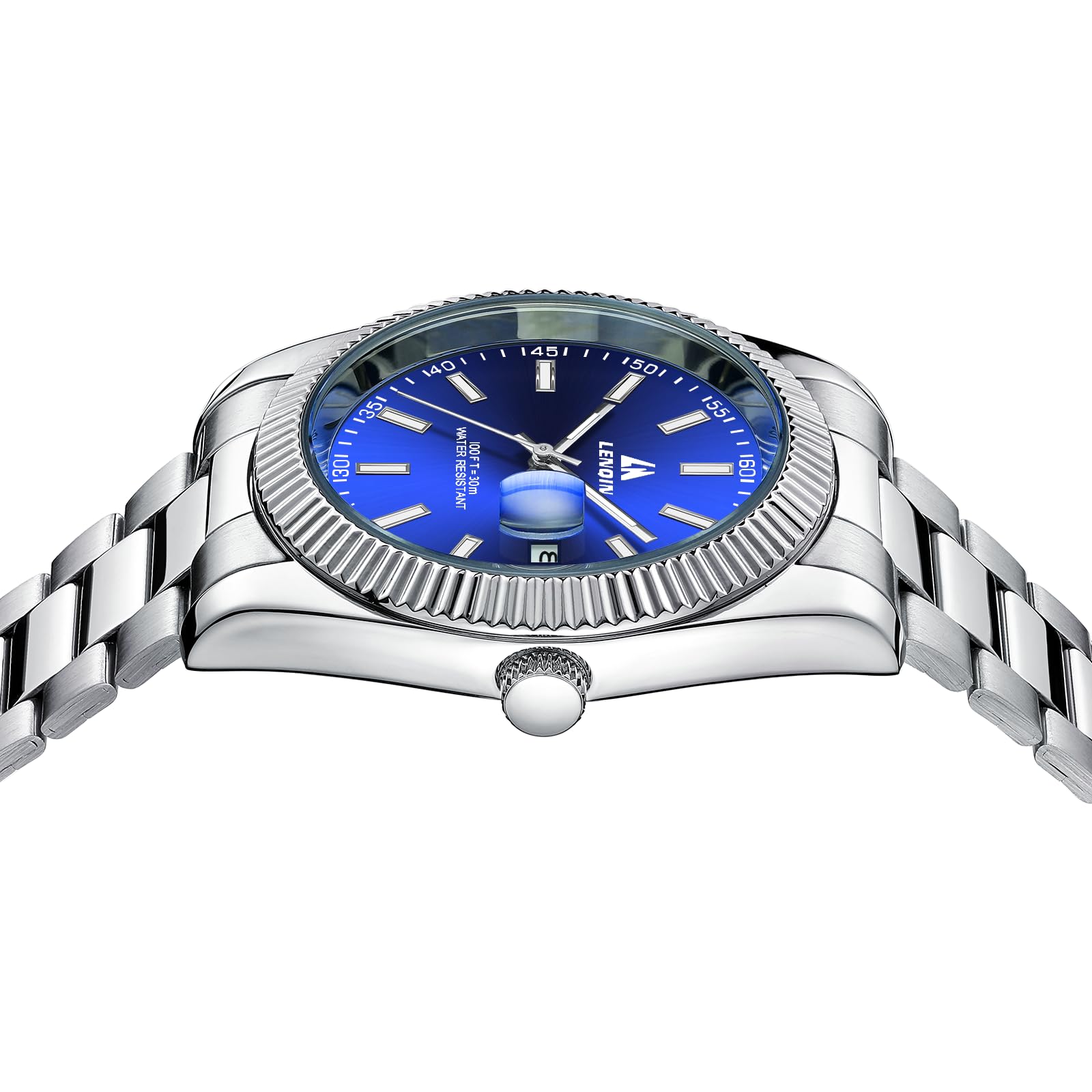 LN LENQIN Mens Watches Waterproof Stainless Steel Watch for Men Analog Quartz Fashion Business Designer Wristwatch