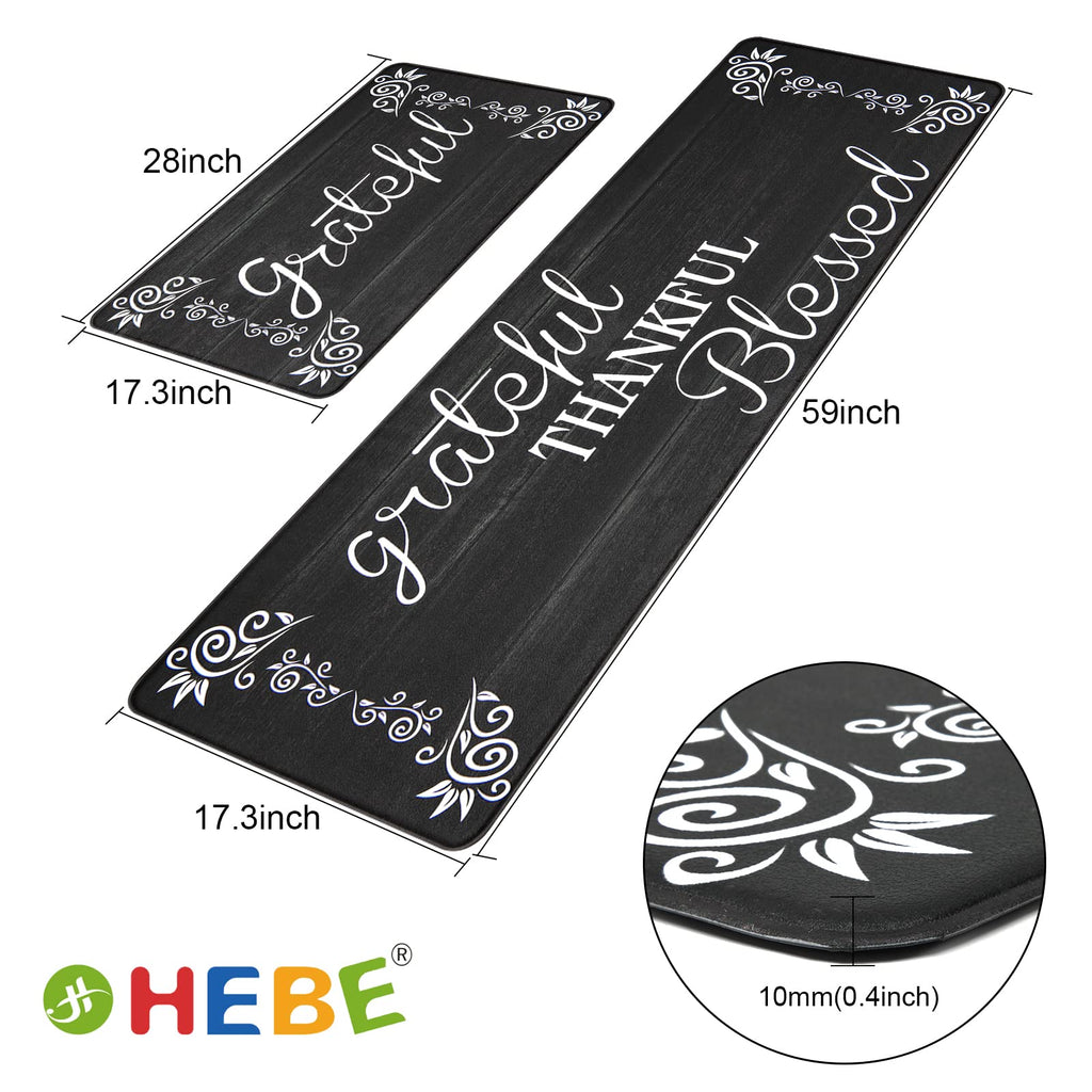 HEBE Anti Fatigue Kitchen Mat Set of 2 Non Slip Cushioned Kitchen Mats for Floor Waterproof Farmhouse Kitchen Rugs and Mats Set Comfort Standing Desk Mat Carpet for Sink,Office,Laundry