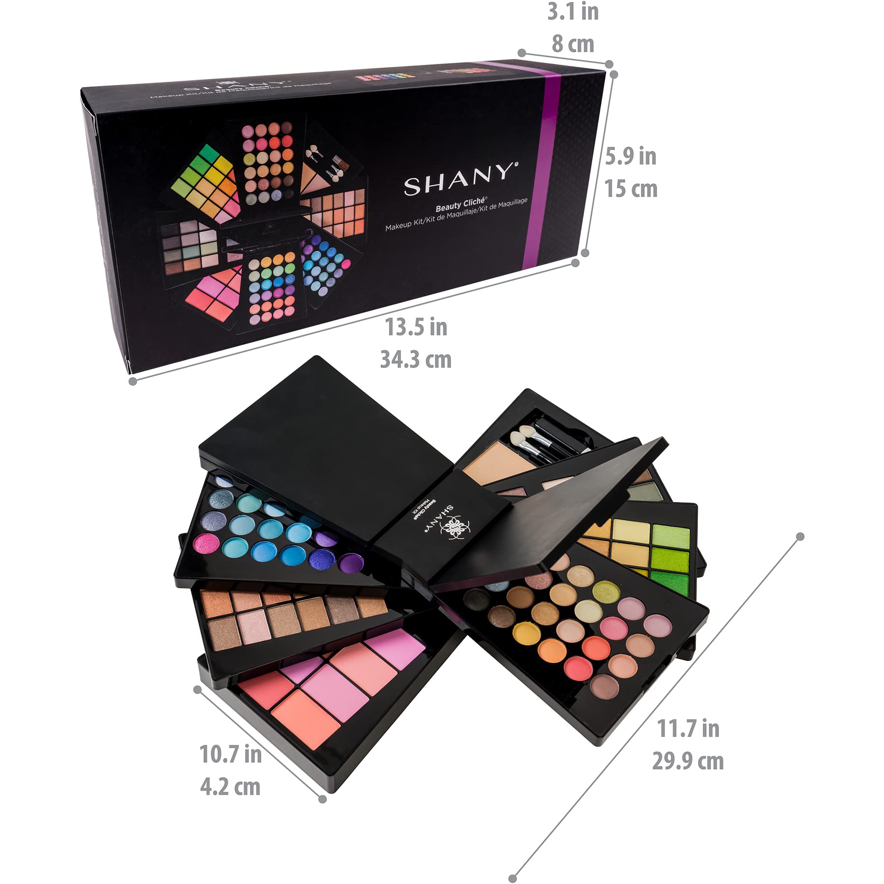 SHANY Elevated Essentials Makeup Set - All-in-One Makeup Kit with 72 Eyeshadows, 28 Lip Colors, 18 Gel Eyeliners, 10 Blushes, 1 Eye Primer, and 1 Cream Concealer