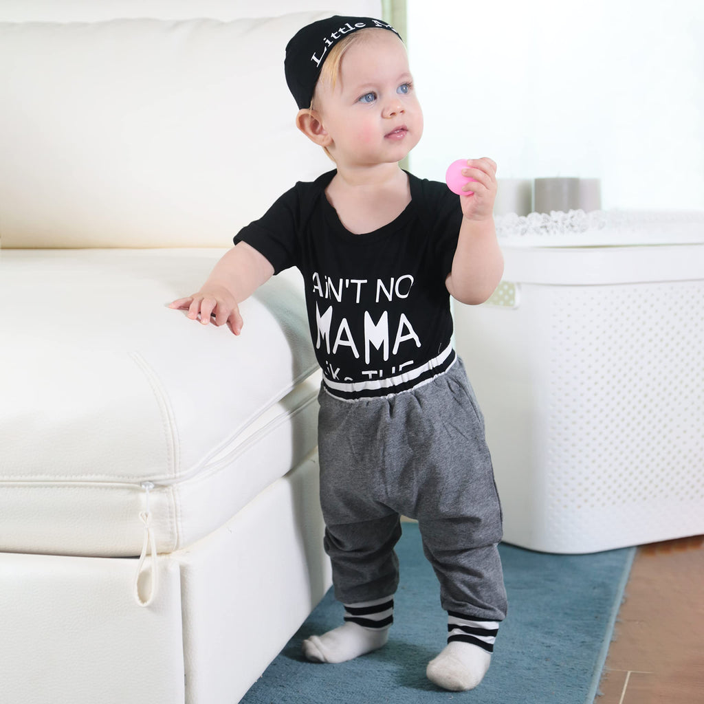 Renotemy Newborn Infant Baby Boy Clothes Outfits New to The Crew Outfits Long Pants Toddler Baby Boy Clothes Set