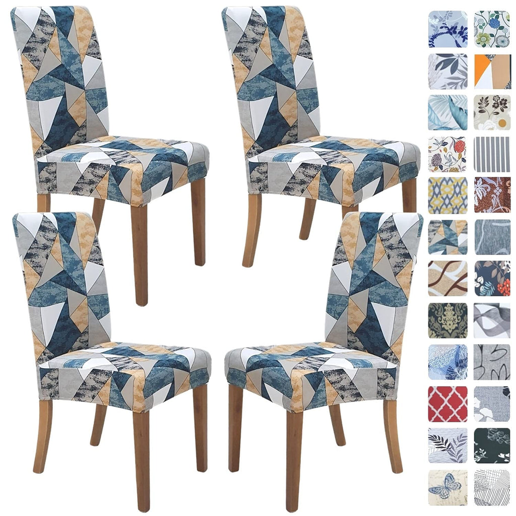 SPRINGRICO Chair Covers for Dining Room 6 Pack, Stretch Dining Chair Cover, Washable Spandex Kitchen Parsons Chair Slipcovers, Removable Seat Protector for Home or Party (Set of 6, Floral Beige)