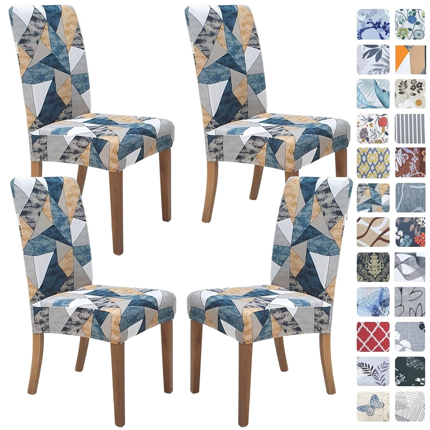 SPRINGRICO Chair Covers for Dining Room 6 Pack, Stretch Dining Chair Cover, Washable Spandex Kitchen Parsons Chair Slipcovers, Removable Seat Protector for Home or Party (Set of 6, Floral Beige)
