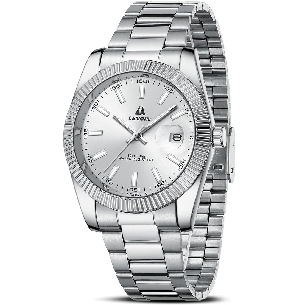 LN LENQIN Mens Watches Waterproof Stainless Steel Watch for Men Analog Quartz Fashion Business Designer Wristwatch
