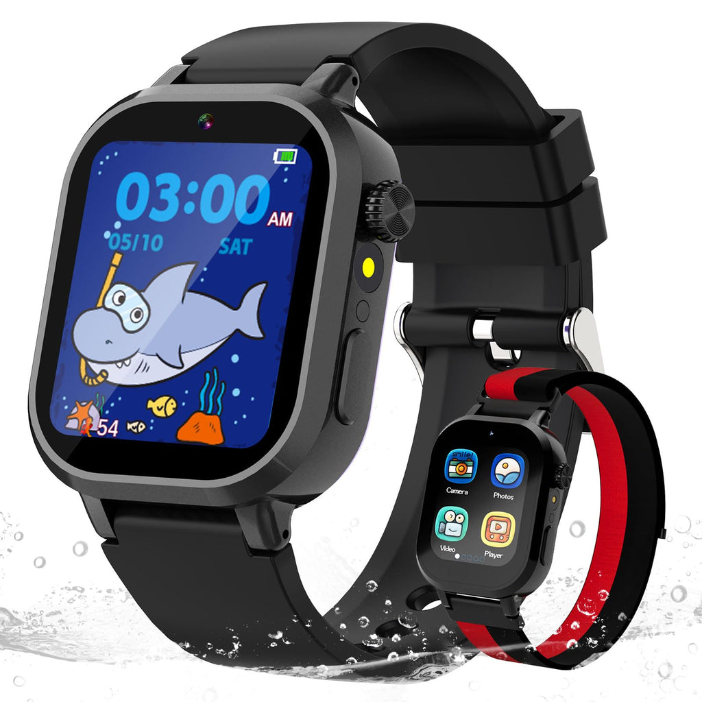 Wiszodet Kids Waterproof Smart Watch Boys Gift Age 3-12 with 39 Game HD Touch Screen Music Player Video Camera Pedometer Alarm Clock Birthday Gift for 6 7 8 9 Year Olds Blue