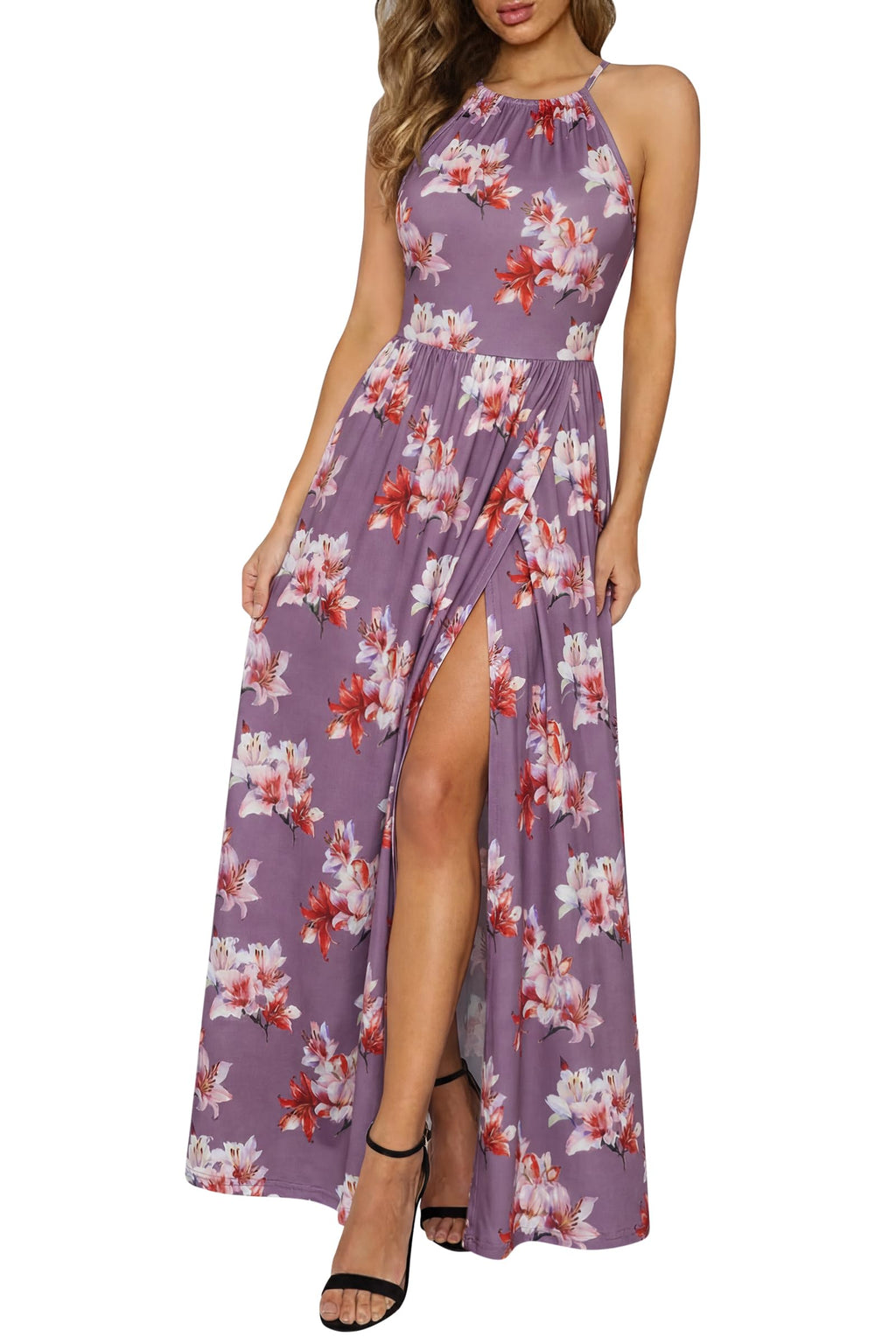 KILIG Women's Summer Floral Beach Flowy Split Maxi Long Dresses