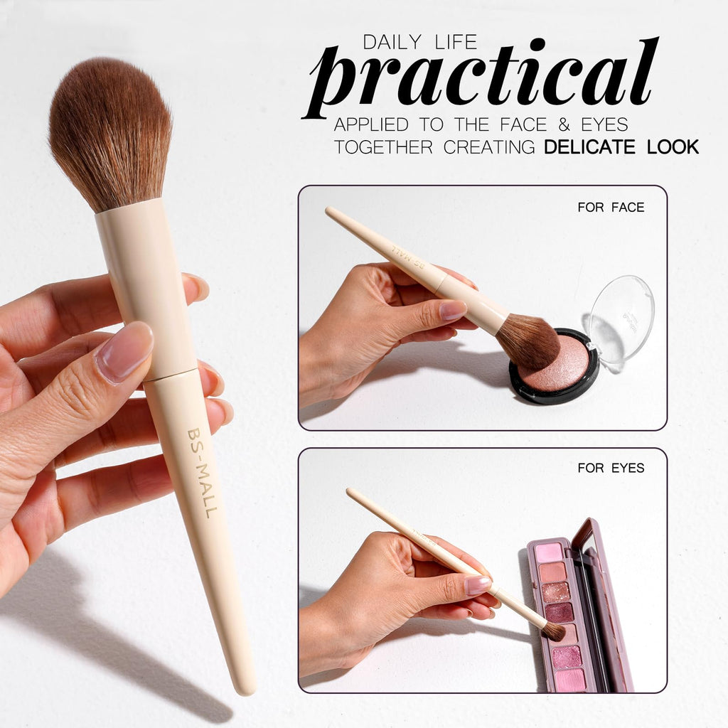 BS-MALL Makeup Brush Set 18 Pcs Professional Foundation Powder Concealers Eyeshadow Blush Synthetic Makeup Brushes with Labeled instruction Black Case Upgraded Version