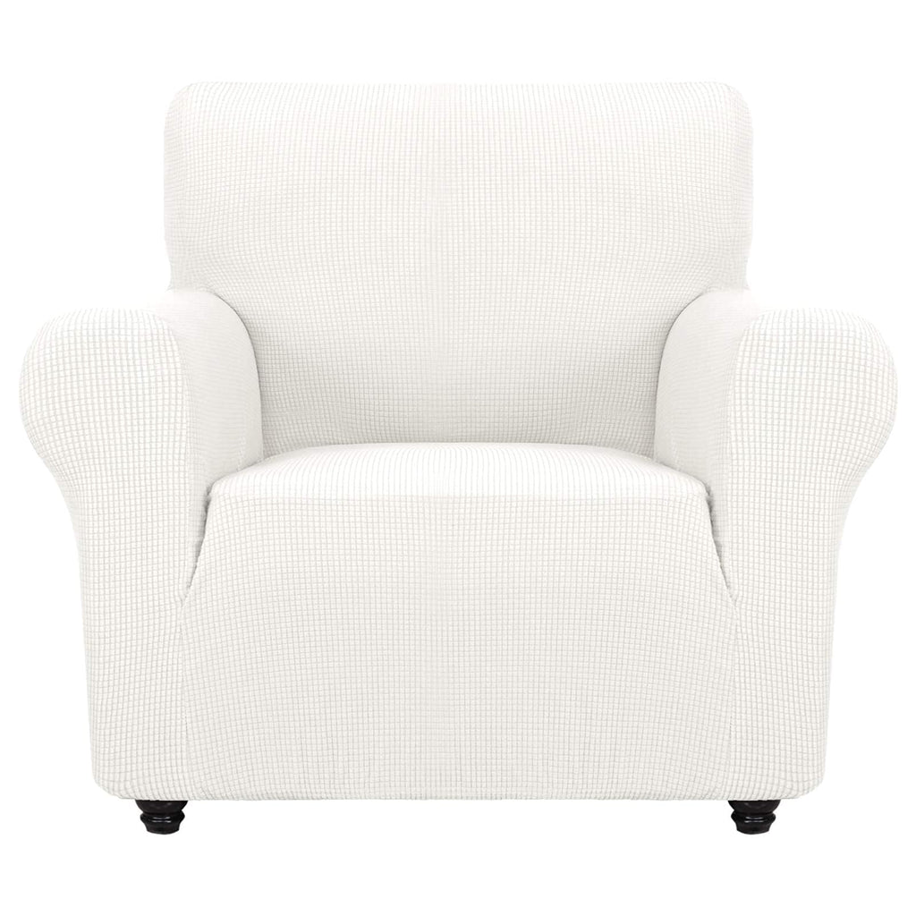 ZNSAYOTX Super Stretch Chair Slipcover (30"-47"), New Striped Sofa Chair Covers for Living Room, Dogs Pet Friendly Anti-Slip Chair Protector Spandex Armchair Slipcovers (Beige, Chair)