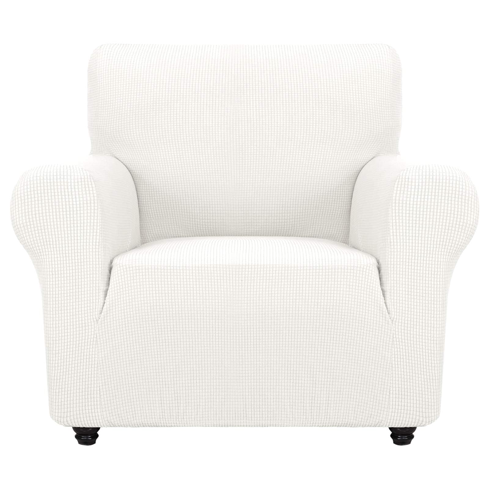 ZNSAYOTX Super Stretch Chair Slipcover (30"-47"), New Striped Sofa Chair Covers for Living Room, Dogs Pet Friendly Anti-Slip Chair Protector Spandex Armchair Slipcovers (Beige, Chair)