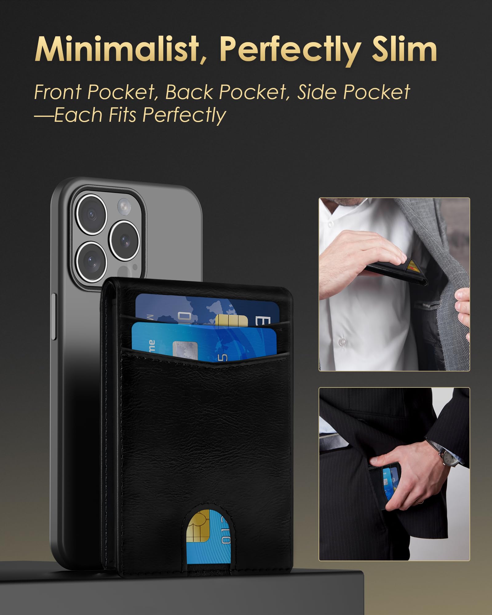 2026 Wallet for Men - RFID Blocking [Functional & Practical] Bifold Slim Minimalist Credit Card Holder Pop Up Wallet Metal Case with Cash Slot, Front Pocket with ID Window, Gift Boxed (Carbon Fiber)