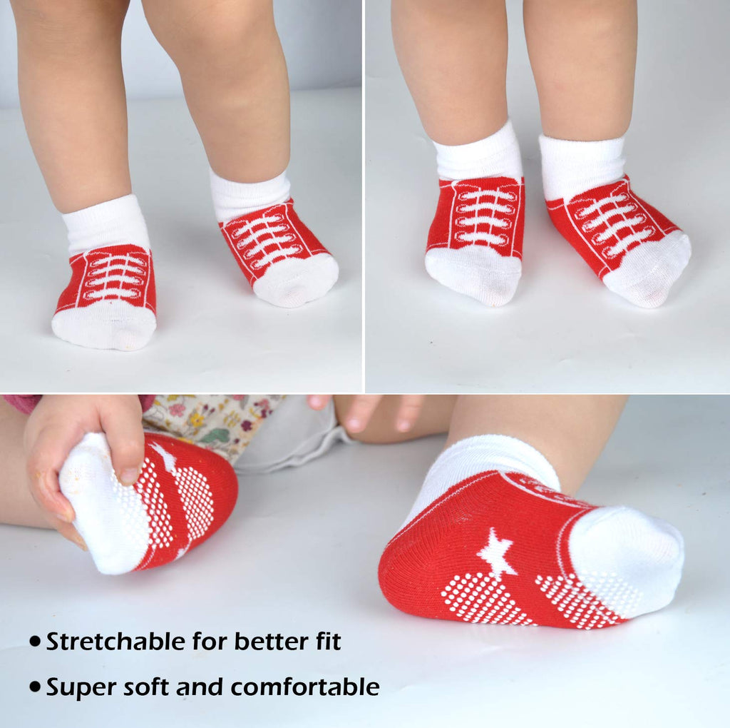 EPEIUS Unisex Baby Girls Boys Non-Slip Socks (Set of 6)