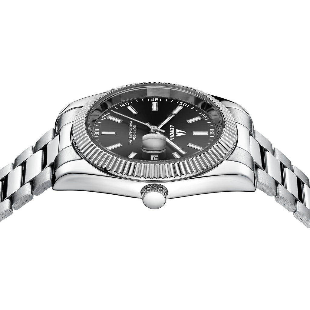 LN LENQIN Mens Watches Waterproof Stainless Steel Watch for Men Analog Quartz Fashion Business Designer Wristwatch