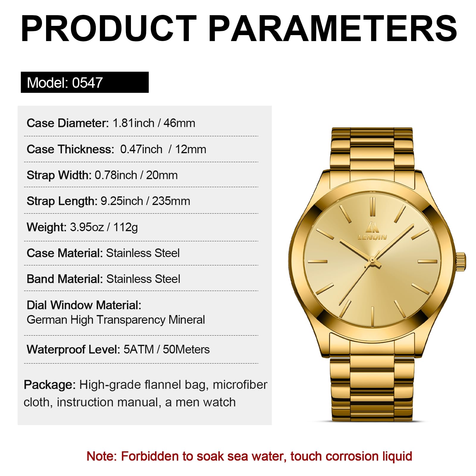 LN LENQIN Mens Watches Waterproof Stainless Steel Watch for Men Analog Quartz Fashion Business Designer Wristwatch