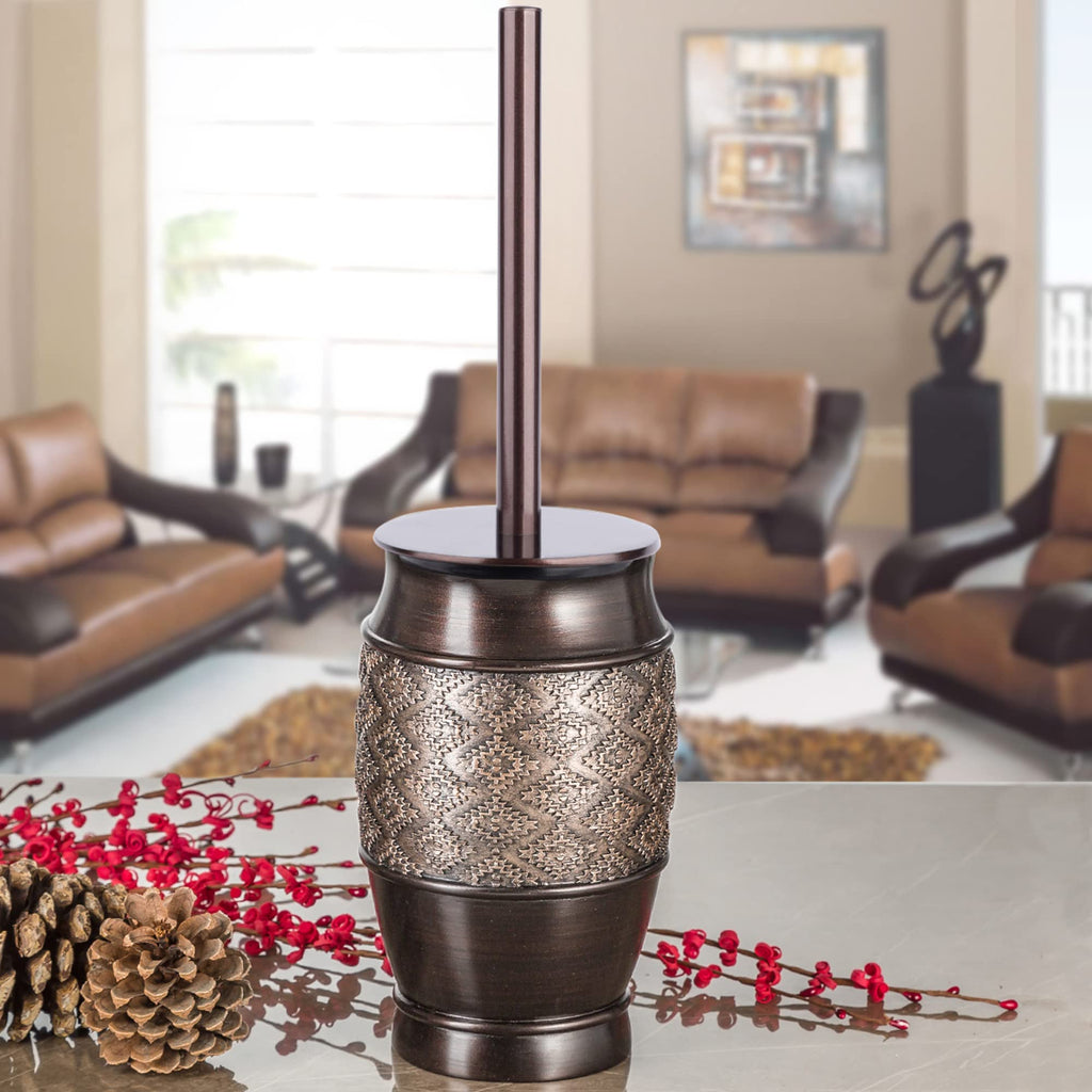 Creative Scents Dublin Brown Bathroom Accessories Set Complete - 4 Pc. Bathroom Sets Accessories, Luxury Bathroom Accessory Set - Soap Dispenser, Soap Dish, Tumbler & Toothbrush Holder Set