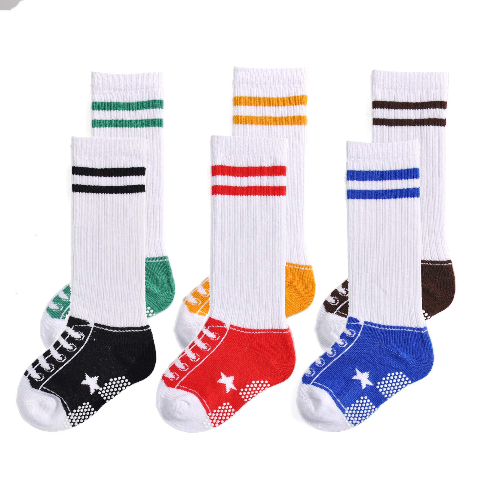 EPEIUS Unisex Baby Girls Boys Non-Slip Socks (Set of 6)