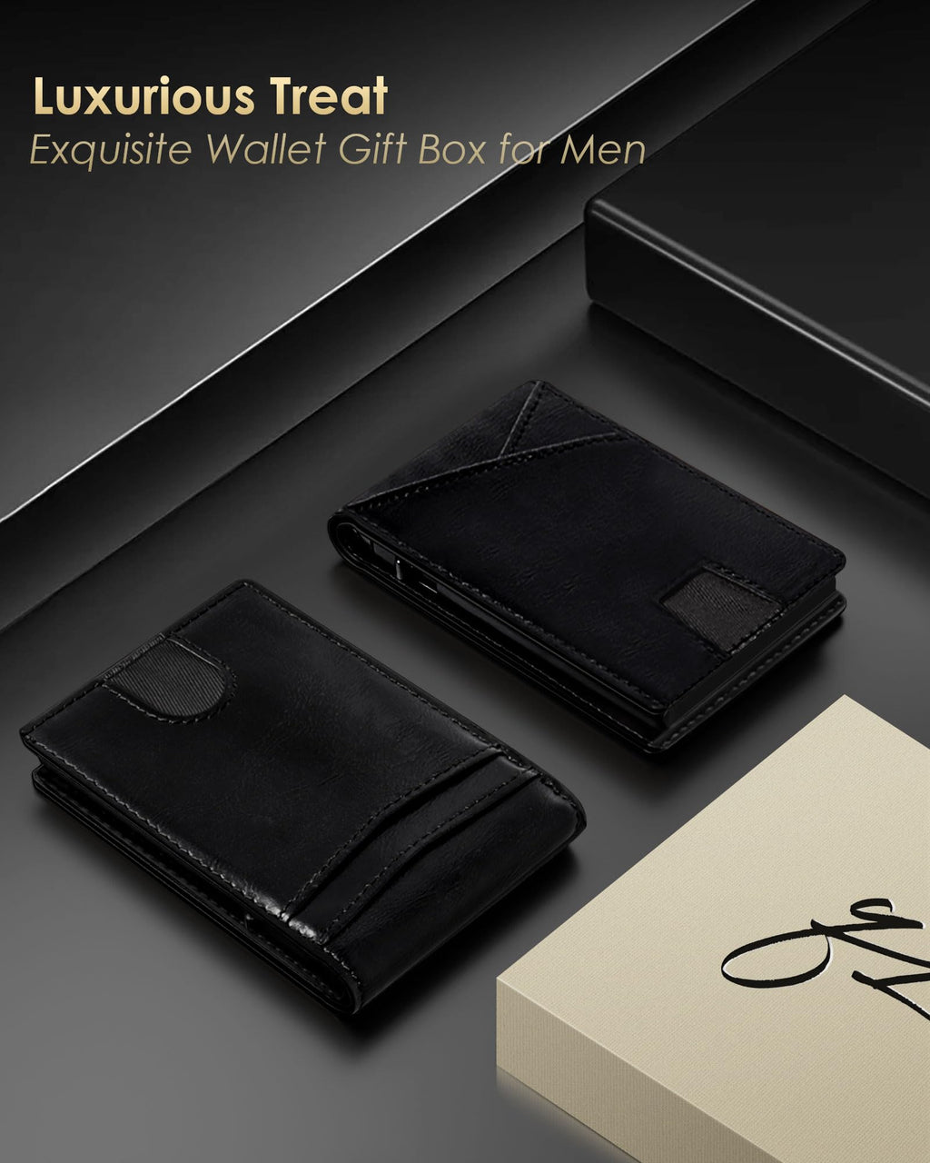 2026 Wallet for Men - RFID Blocking [Functional & Practical] Bifold Slim Minimalist Credit Card Holder Pop Up Wallet Metal Case with Cash Slot, Front Pocket with ID Window, Gift Boxed (Carbon Fiber)