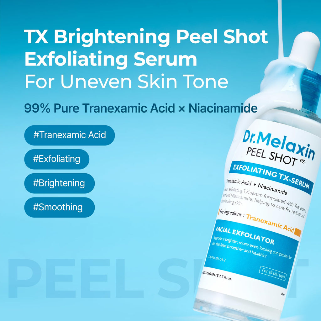 Dr. Melaxin Peel Shot Kojic Acid Turmeric Serum – Exfoliating Dark Spot Corrector with AHA/BHA & Niacinamide, Brightening & Even Tone Facial Serum (80ml / 2.70 fl oz)