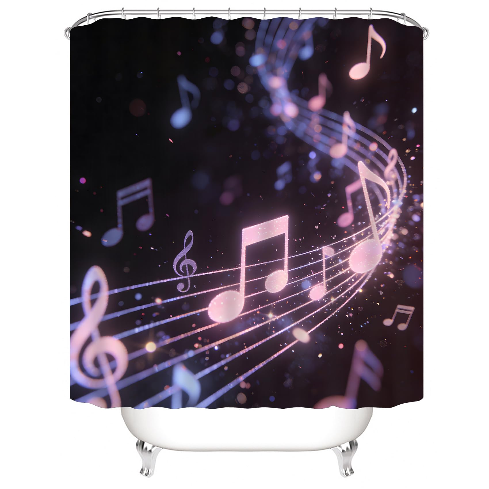 AZHM 4PCS Lotus Shower Curtain Set Black and Gold Flower Bathroom Decor Sets with Shower Curtain and Rugs and Accessories with 12 Hooks for Toilet