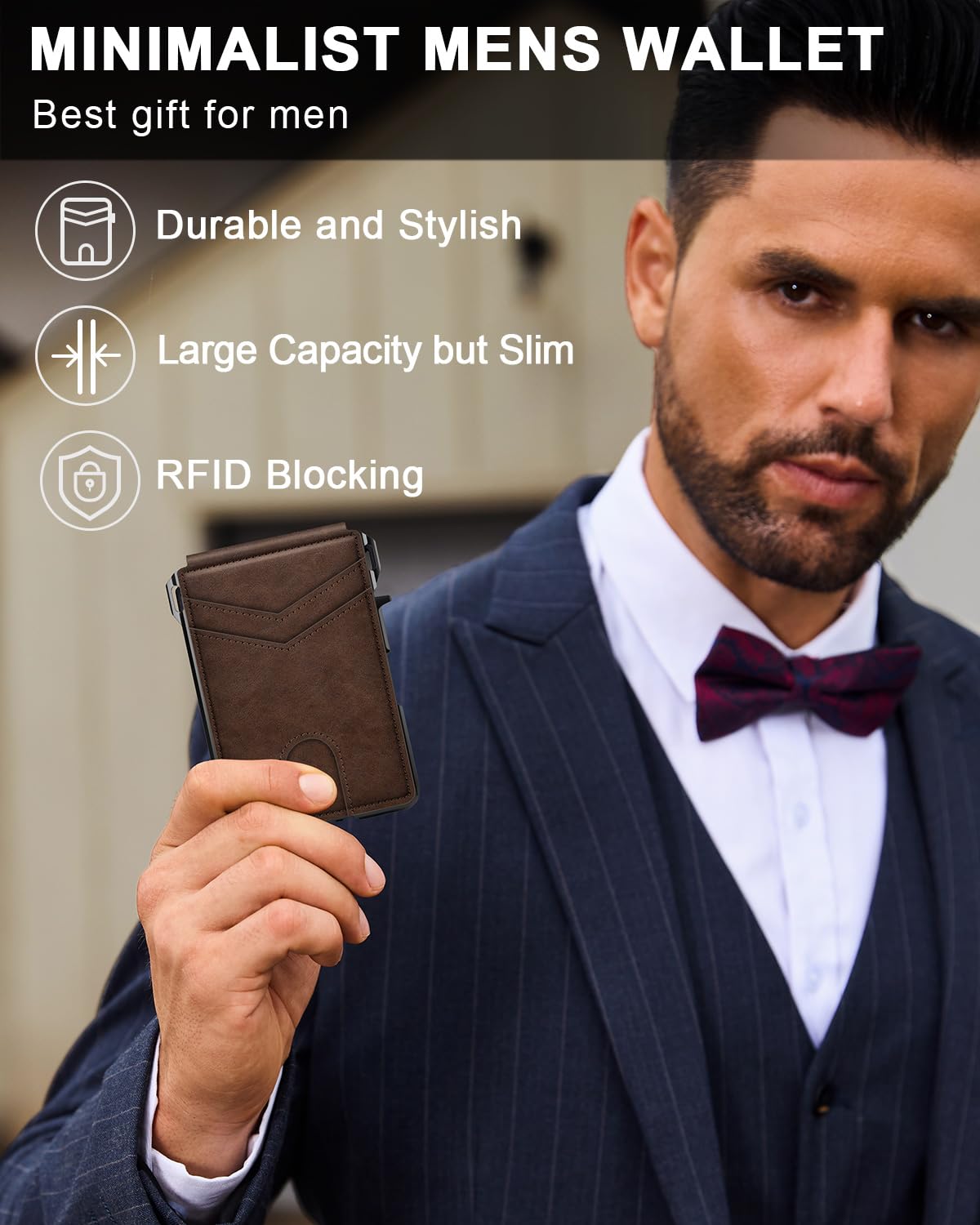 ZALVEX Wallet for Men, Mens Minimalist Wallet 9-13 Cards, Slim Compact Wallet with Money Clip & ID Window, RFID Blocking Smart Pop Up Card Wallet, Metal Aluminum Credit Card Holder Bifold Wallet