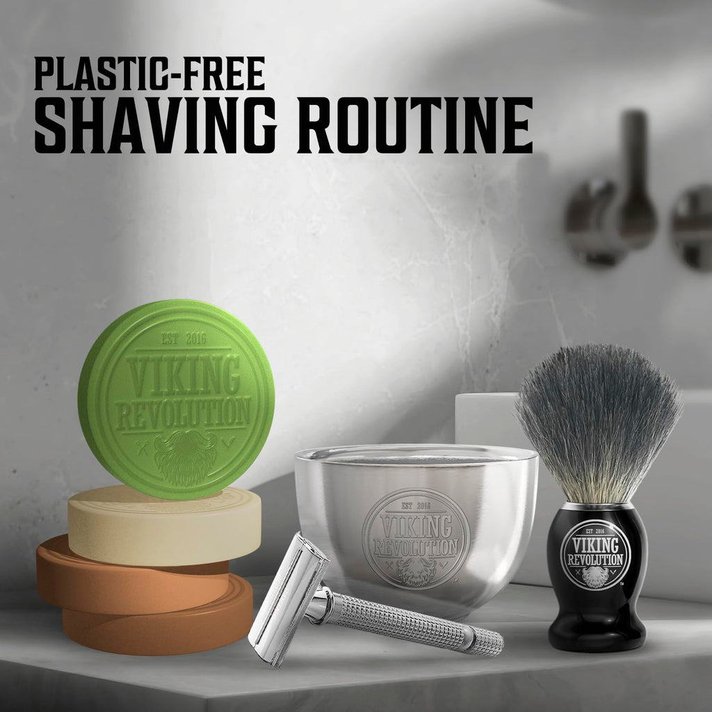 Viking Revolution Shaving Soap for Men - Shave Soap for Use with Shaving Brush and Bowl for Smoothest Wet Shave, Shaving Soap Puck - 4 Pack Variety, Each Pack 2.5oz
