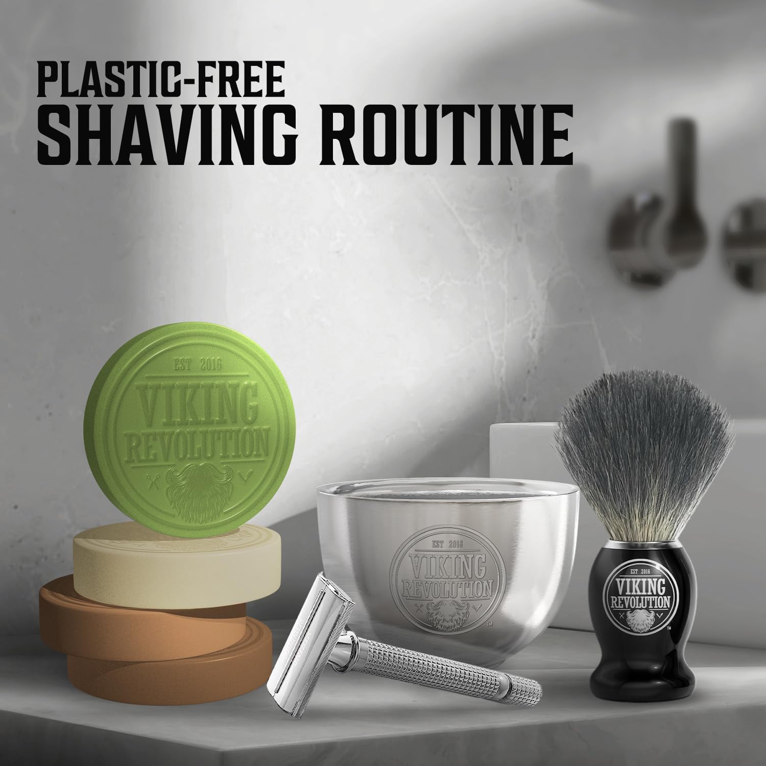 Viking Revolution Shaving Soap for Men - Shave Soap for Use with Shaving Brush and Bowl for Smoothest Wet Shave, Shaving Soap Puck - 4 Pack Variety, Each Pack 2.5oz