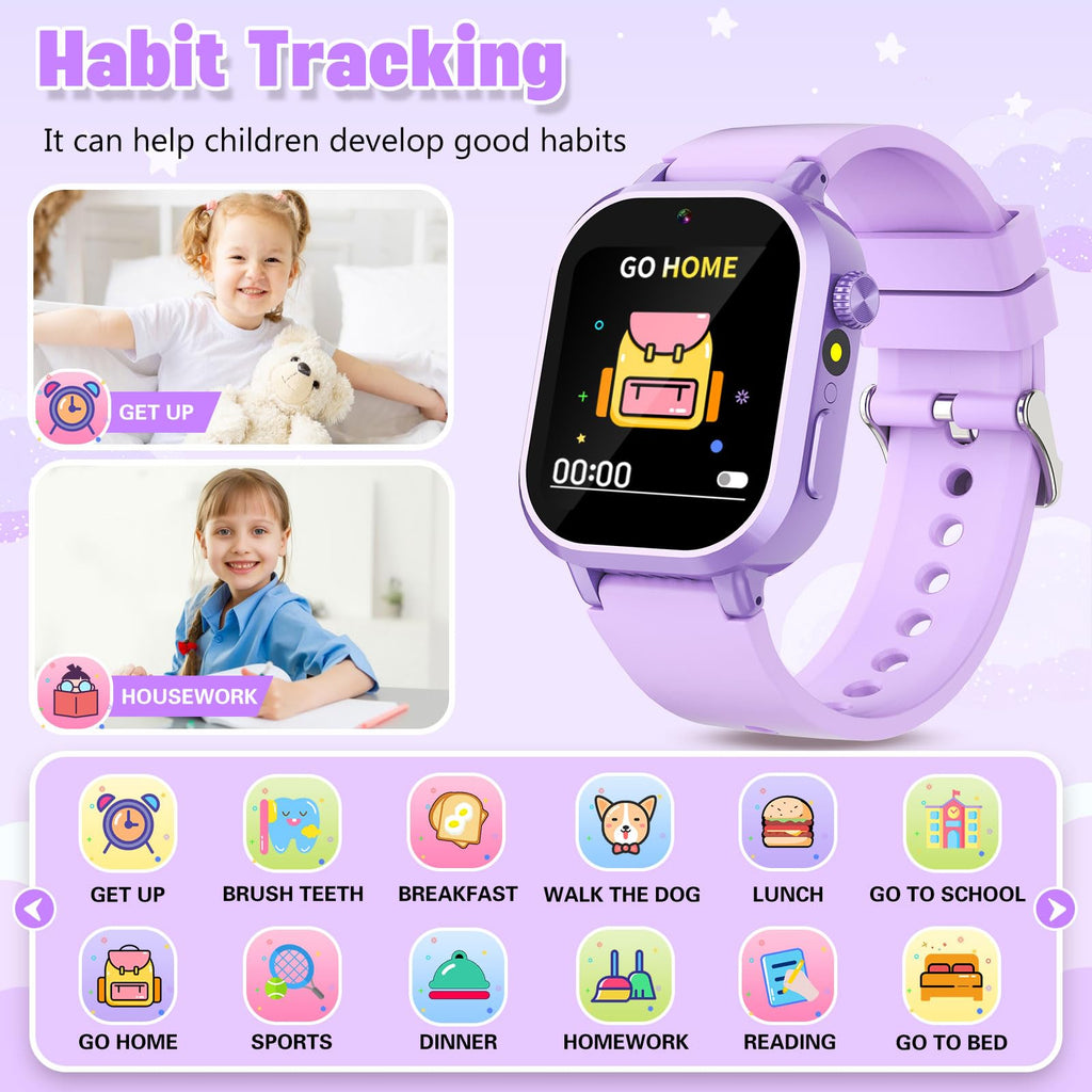 Wiszodet Kids Waterproof Smart Watch Boys Gift Age 3-12 with 39 Game HD Touch Screen Music Player Video Camera Pedometer Alarm Clock Birthday Gift for 6 7 8 9 Year Olds Blue