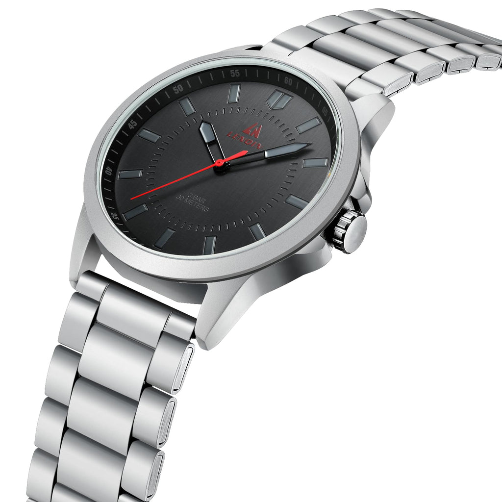 LN LENQIN Mens Watches Waterproof Stainless Steel Watch for Men Analog Quartz Fashion Business Designer Wristwatch