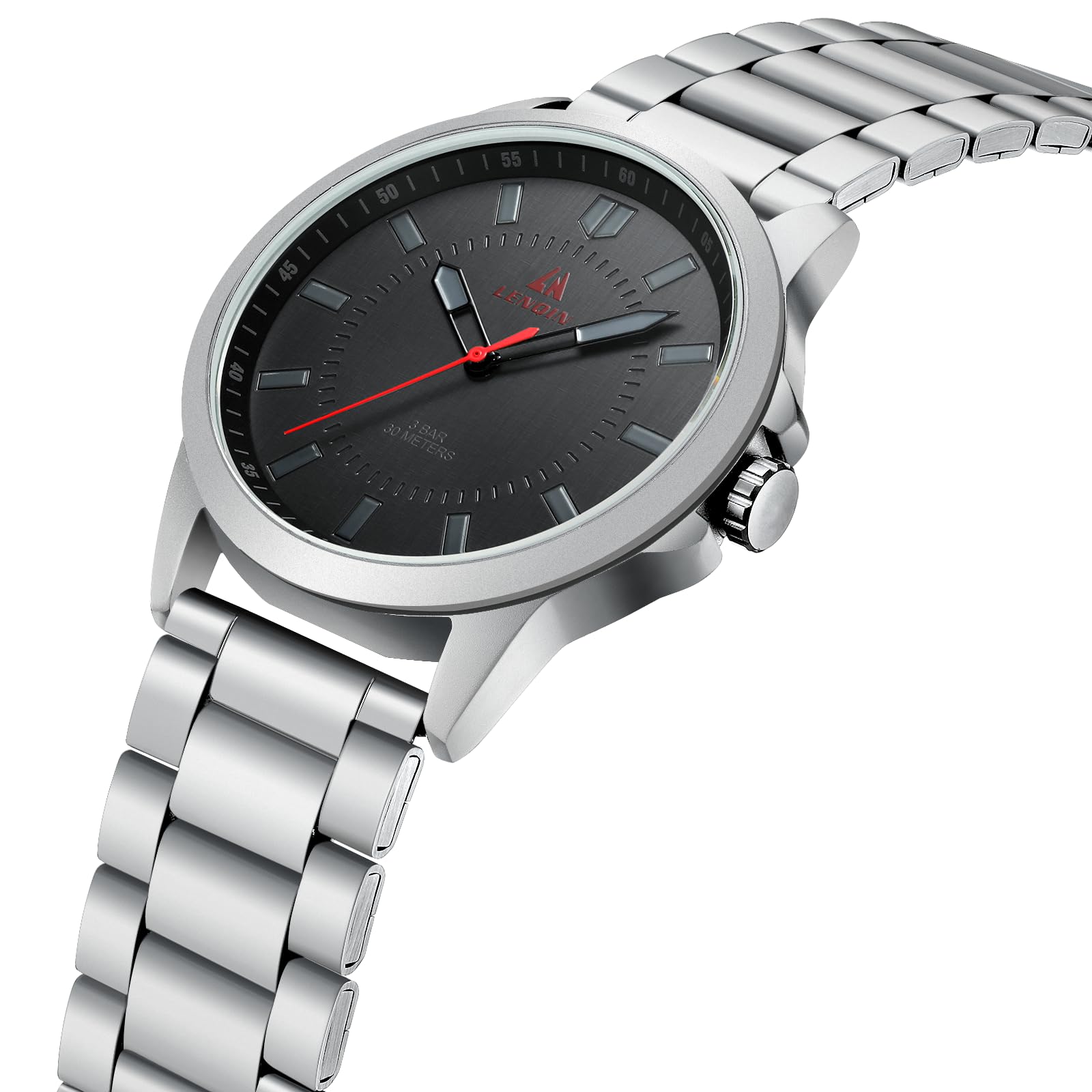 LN LENQIN Mens Watches Waterproof Stainless Steel Watch for Men Analog Quartz Fashion Business Designer Wristwatch