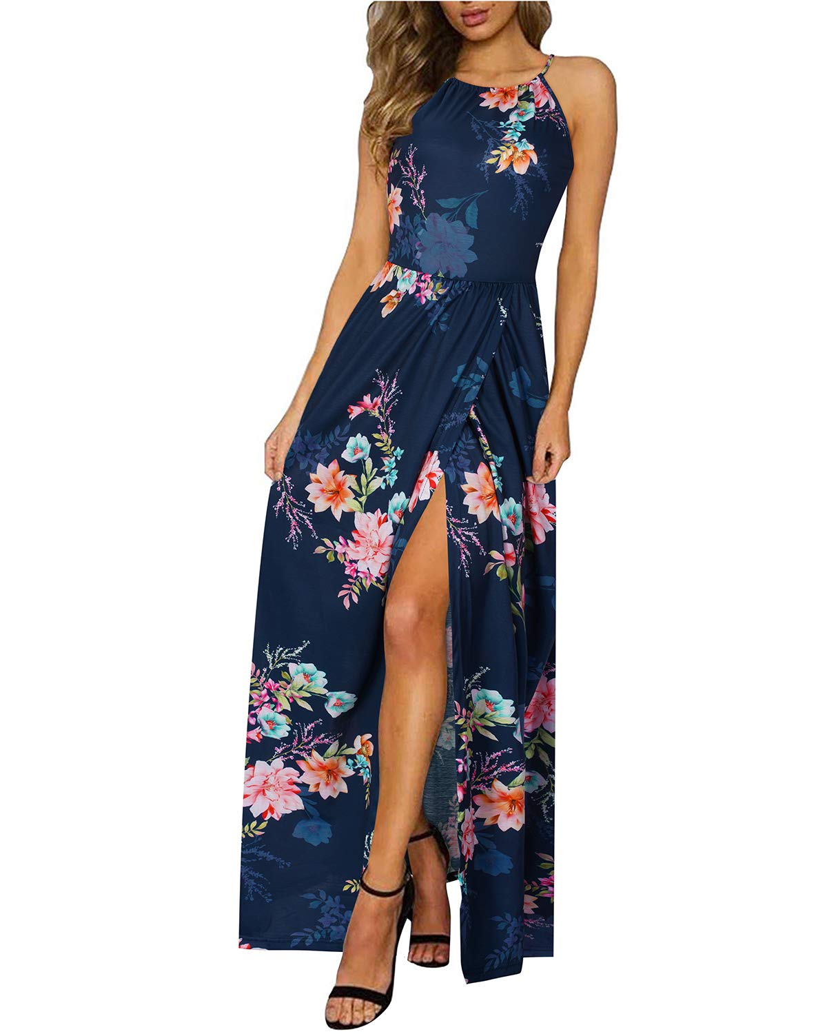 KILIG Women's Summer Floral Beach Flowy Split Maxi Long Dresses