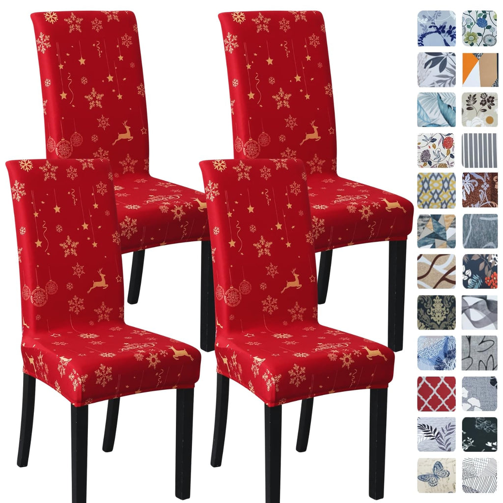 SPRINGRICO Chair Covers for Dining Room 6 Pack, Stretch Dining Chair Cover, Washable Spandex Kitchen Parsons Chair Slipcovers, Removable Seat Protector for Home or Party (Set of 6, Floral Beige)