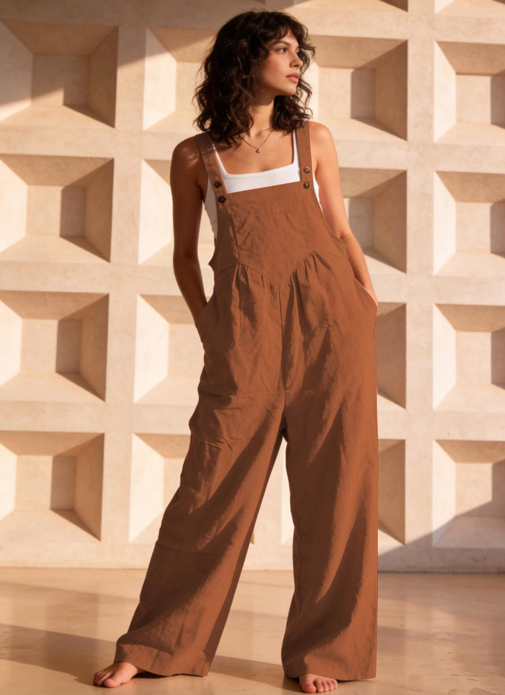 Women's Jumpsuits 2026 Summer Floral Overalls One Piece Outfits Sleeveless Wide Leg Pants Rompers with Pockets