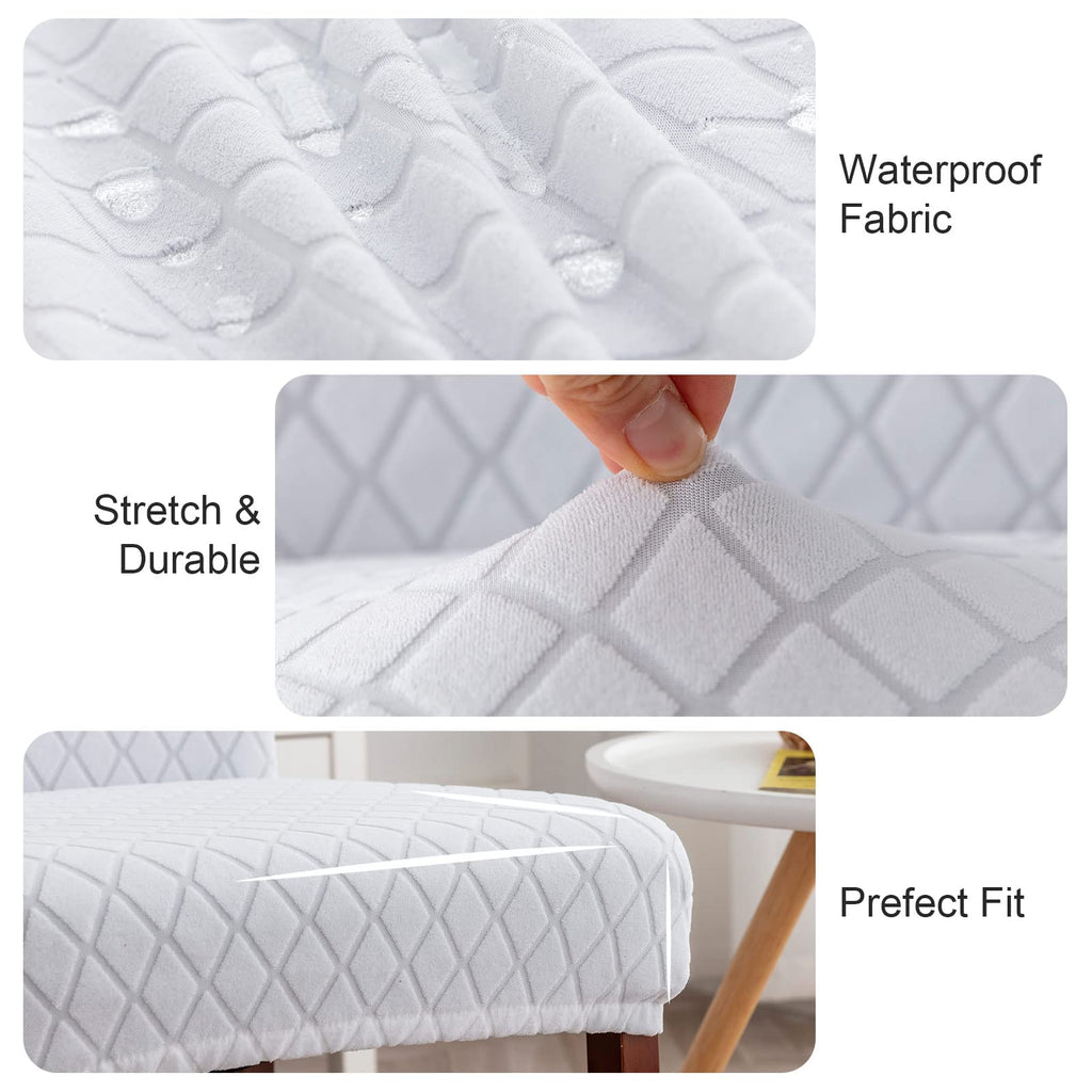 Genina Waterproof Chair Covers for Dining Room 6 Pack, Stretch Jacquard Dining Chair Cover Removable Washable Chair Protectors Cover for Kitchen, Home (Leaves-Warm Gray, 6 PCS)